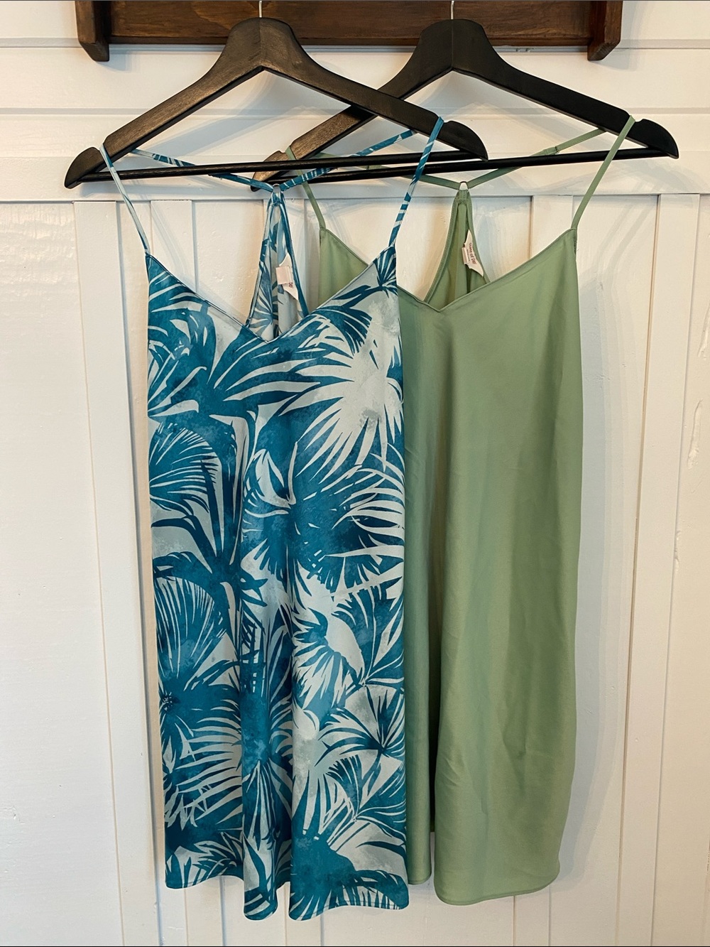 2 State of Day Floral Blue Palm Leaves & Sage Green Night Gowns Or Coverup XS